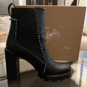 Christian Louboutin Spike Leather Chelsea Red Sole Booties NWT